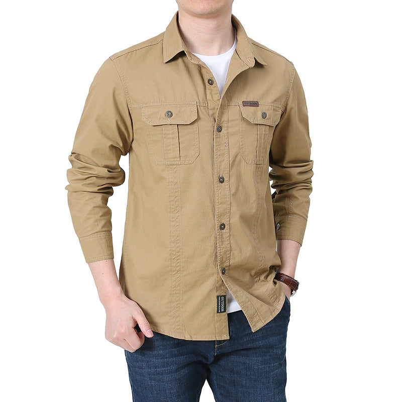 Men's robust overshirt made of cotton canvas with chest flap pockets Chichicherry