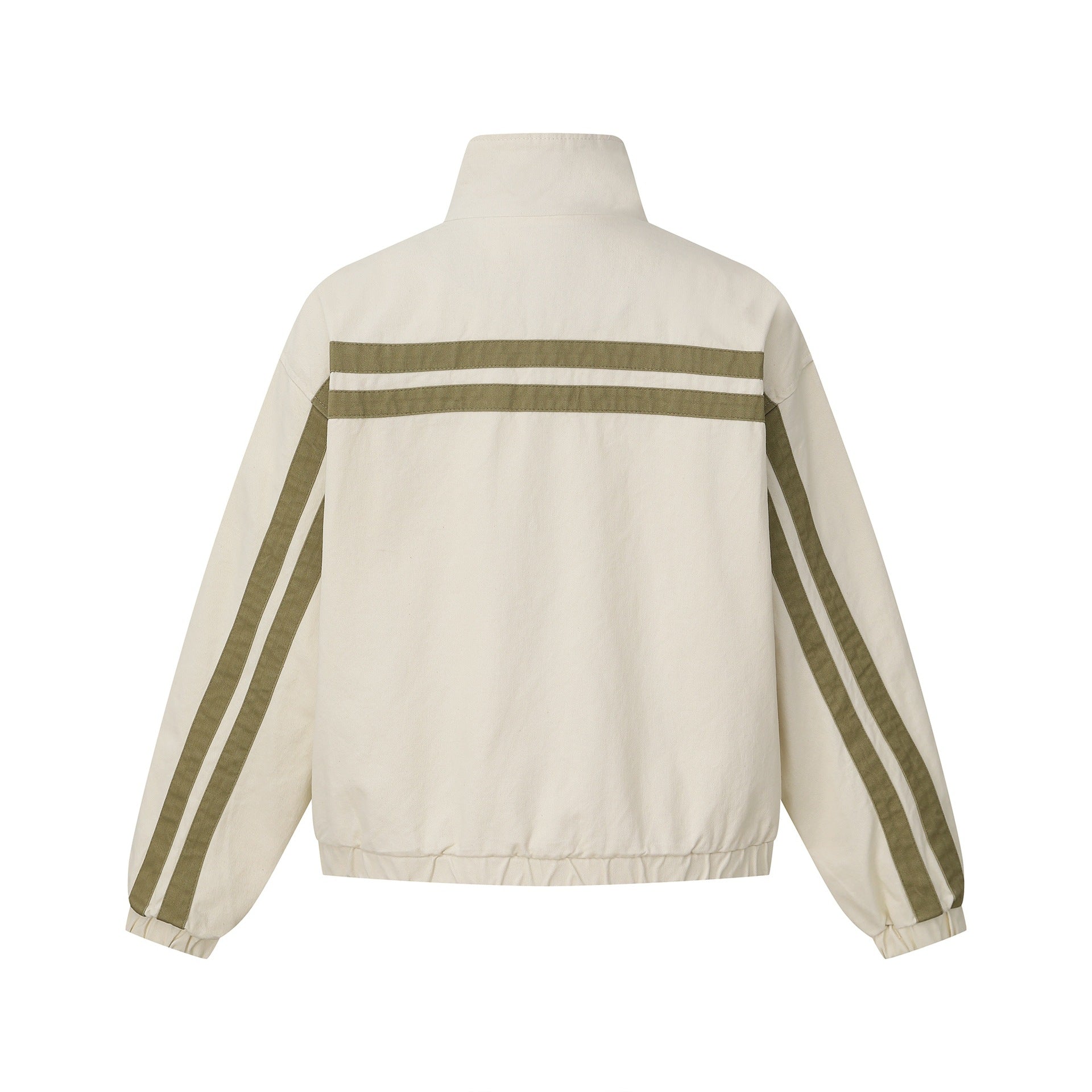 Unisex Short Cut Boxy Blouson Jacket with Stand-Up Collar and Horizontal Chest Piping Chichicherry