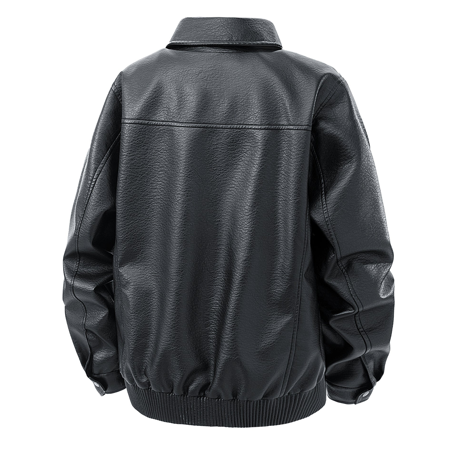 Men's short jacket made of faux leather in bomber style with applied pockets Chichicherry