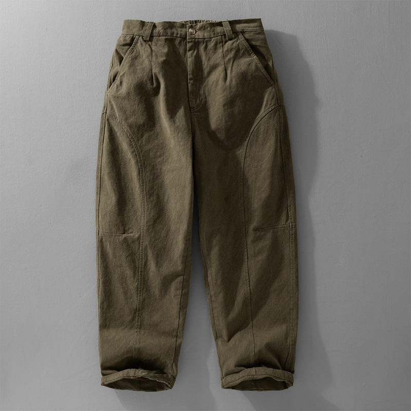 Men's Loose Utility-Style Cargo Pants with Reinforced Knee Panels and Tapered Leg Chichicherry