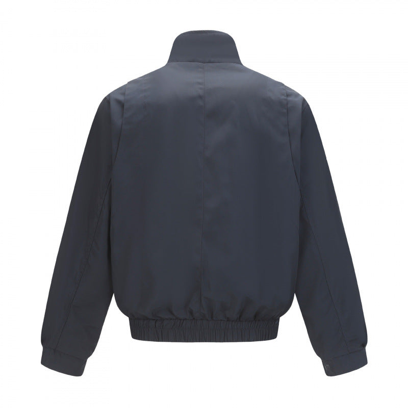 Men's short-cut wind and water-repellent bomber jacket with stand-up collar, zipper, and elastic waistband Chichicherry