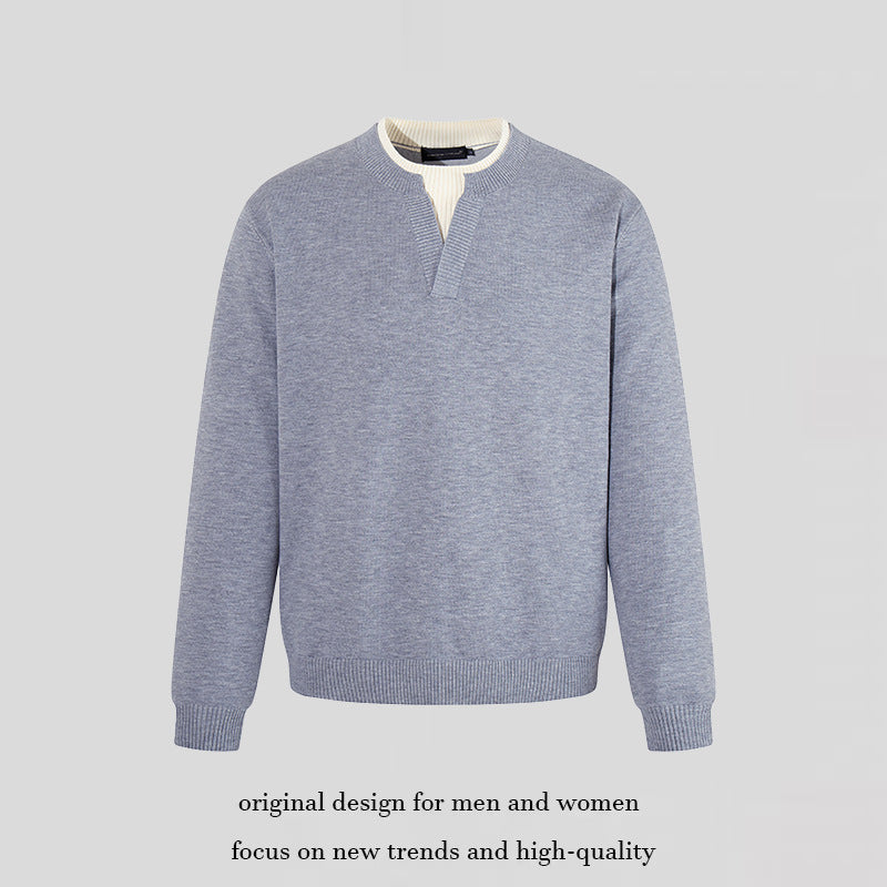 Men's fine-knit pullover with V-slit collar and ribbed finish Chichicherry