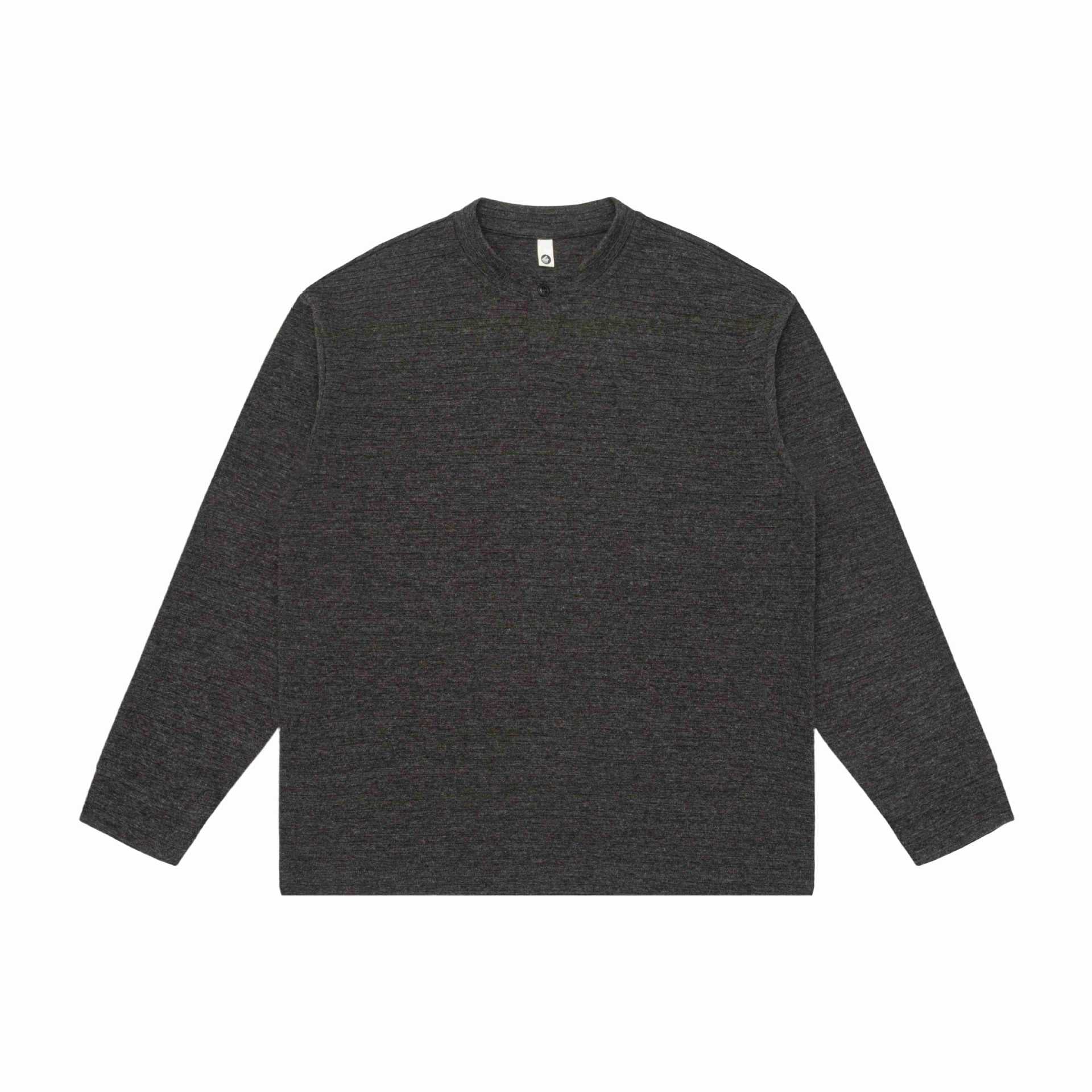 Unisex Structured Henley Sweater with Short Button Collar and Oversized Fit Chichicherry