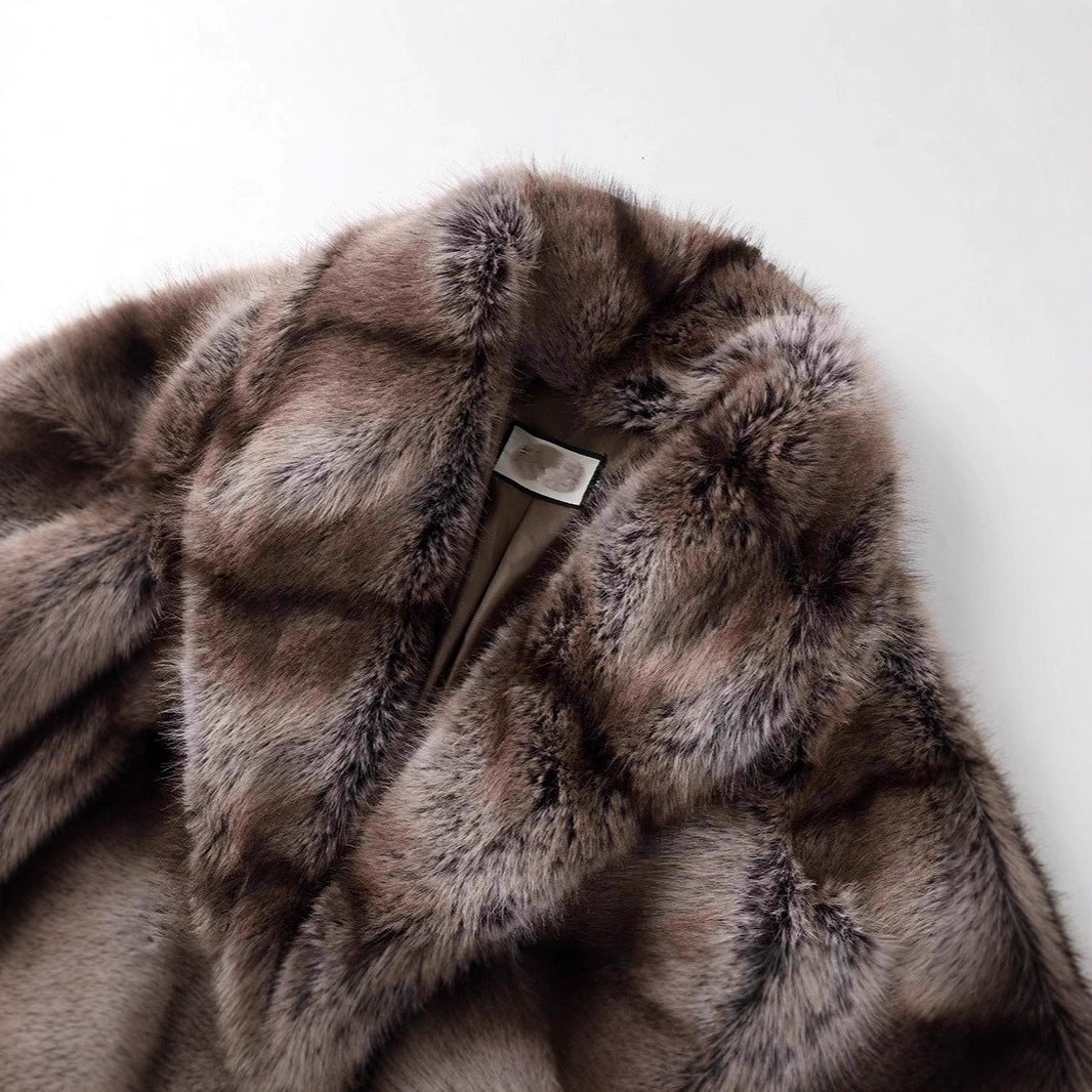 Women's Luxurious Oversized Faux Fur Coat with Hood and Satin Lining Chichicherry