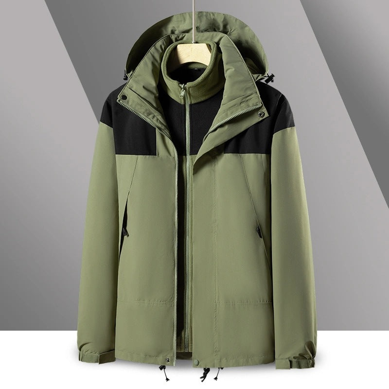 Men's 2-in-1 Softshell-Fleece Hybrid Jacket with Removable Hood Chichicherry