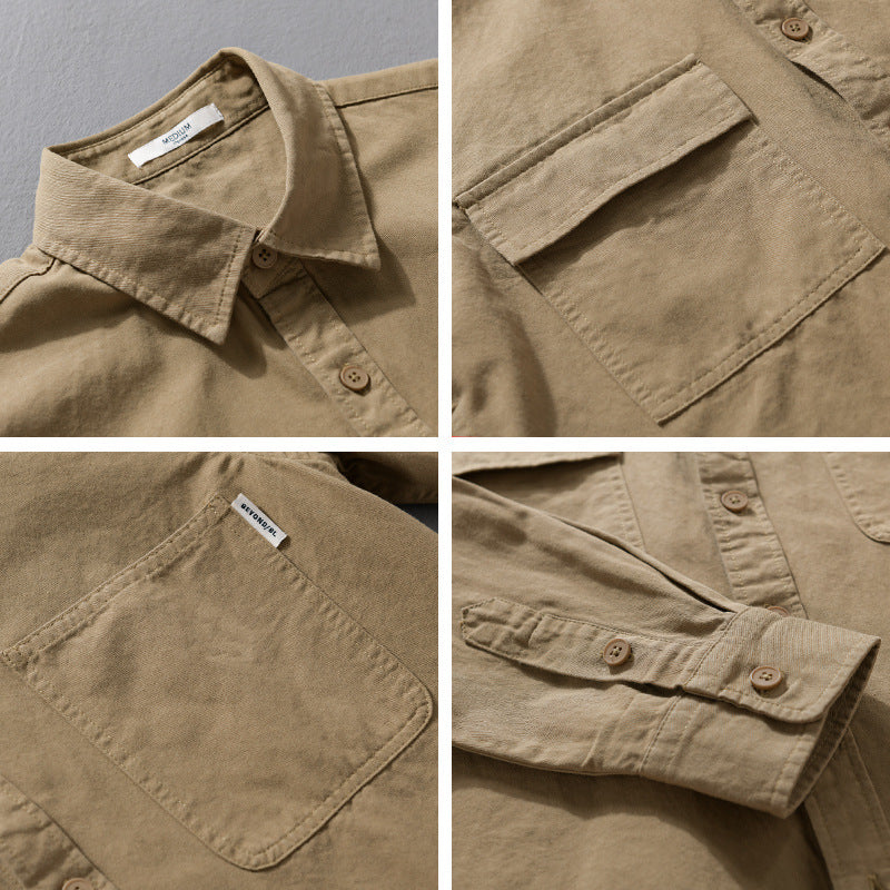 Men's casual shirt jacket made of heavy cotton twill with asymmetric chest pockets and boxy fit Chichicherry
