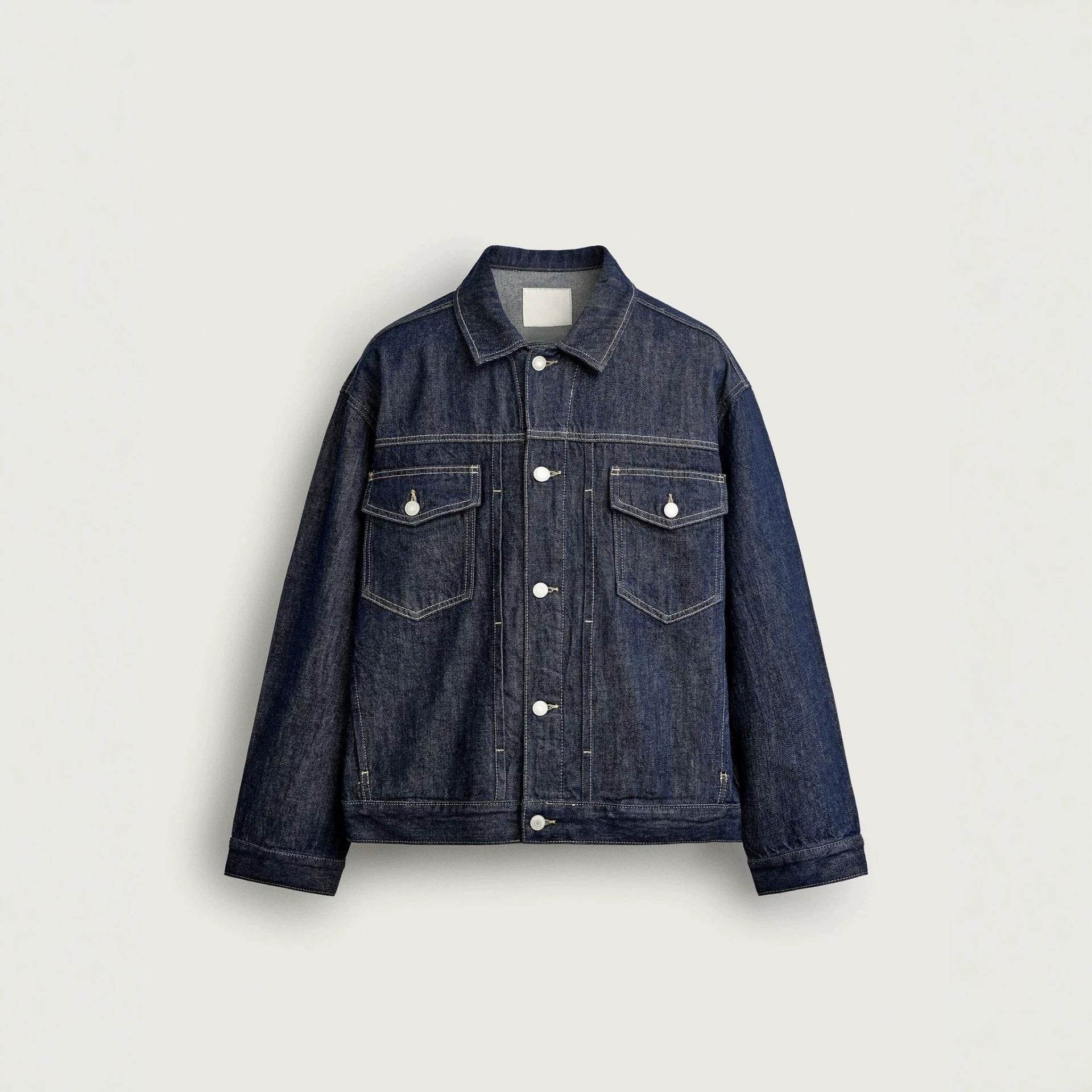 Men's Boxy Denim Jacket with Dropped Shoulder Chichicherry