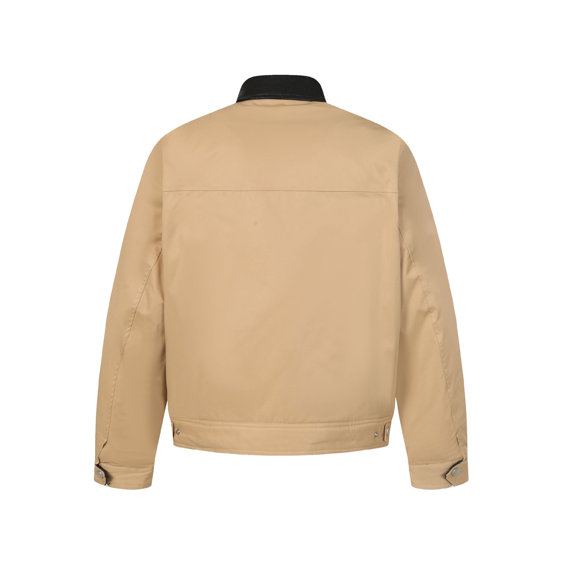 Unisex Short Boxy Quilted Blouson Jacket with Contrasting Leather-Look Collar Chichicherry