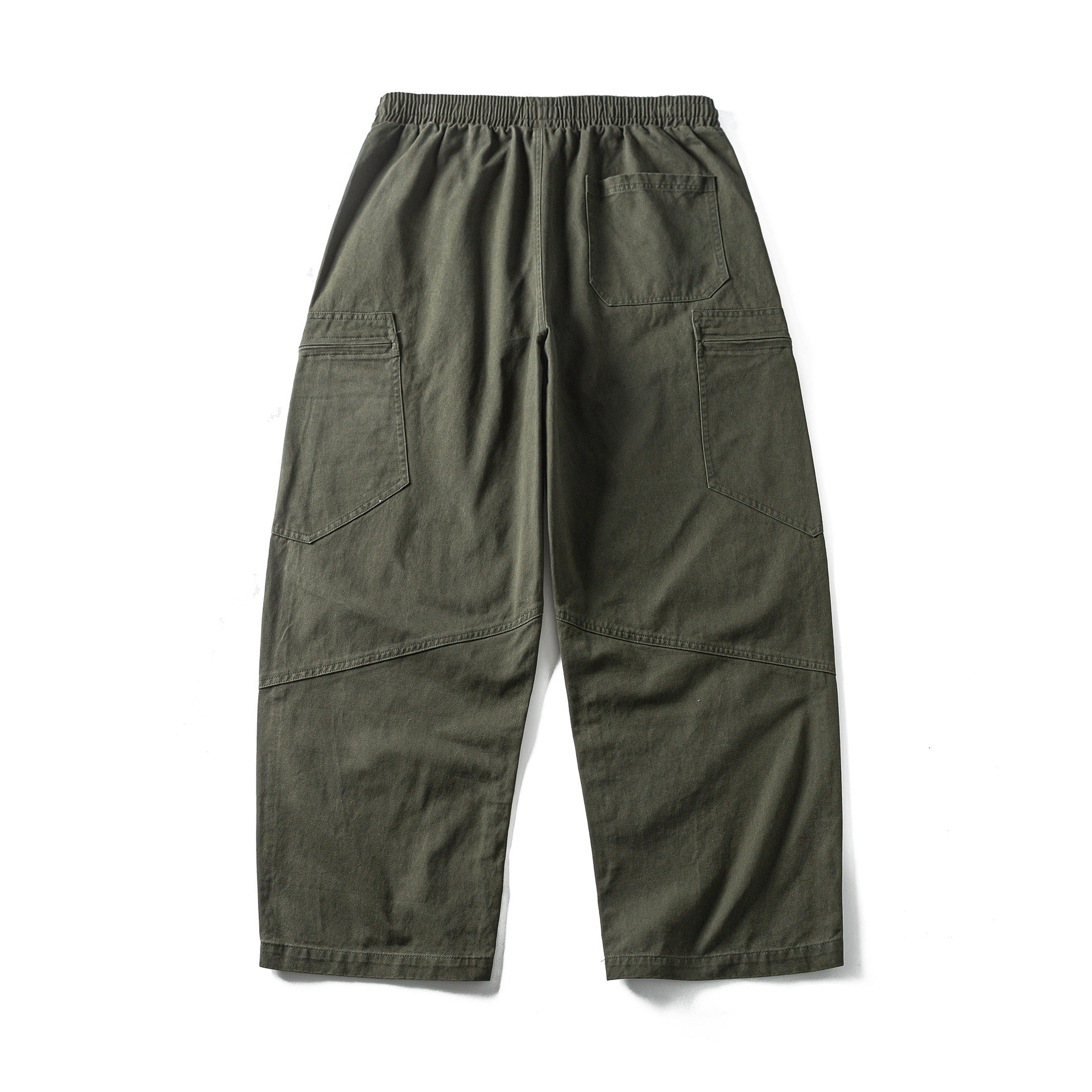 Men's Cropped Cargo Pants with Elastic Waistband, Drawstring and Zipper Pockets Chichicherry