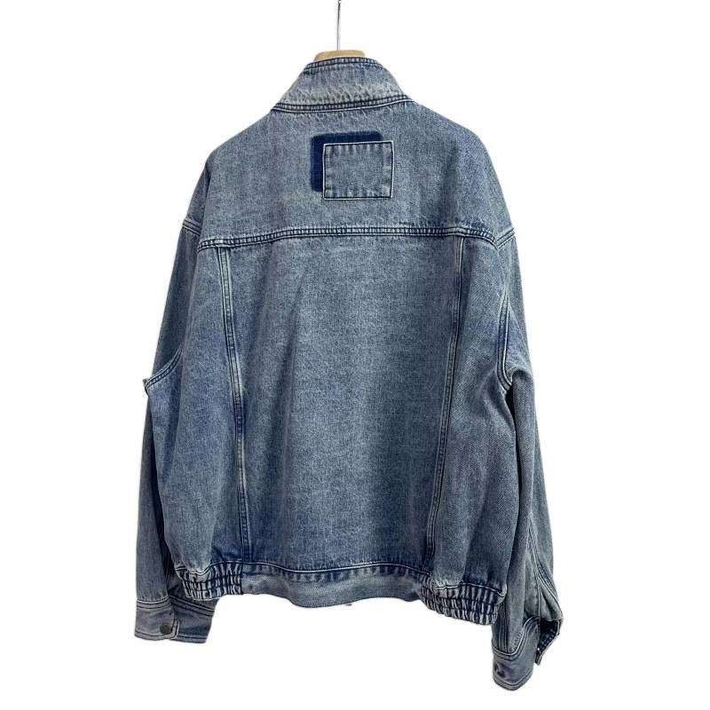 Herren Relaxed Denim-Utility-Jacke mit Stehkragen und kontrastierter Brusttasche Chichicherry