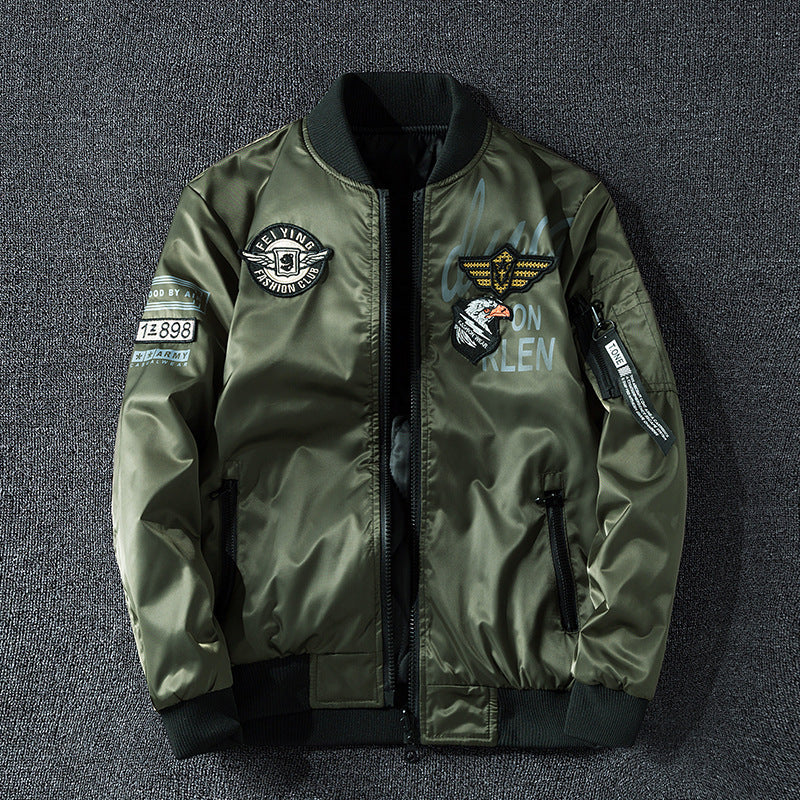 Men's pilot bomber jacket in aviator look with badge applications, arm pocket and ribbed cuffs Chichicherry