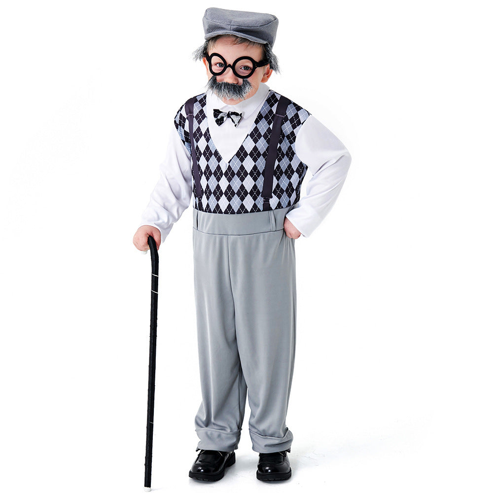 Men's carnival costume as a stylish grandfather with characteristic accessories Chichicherry