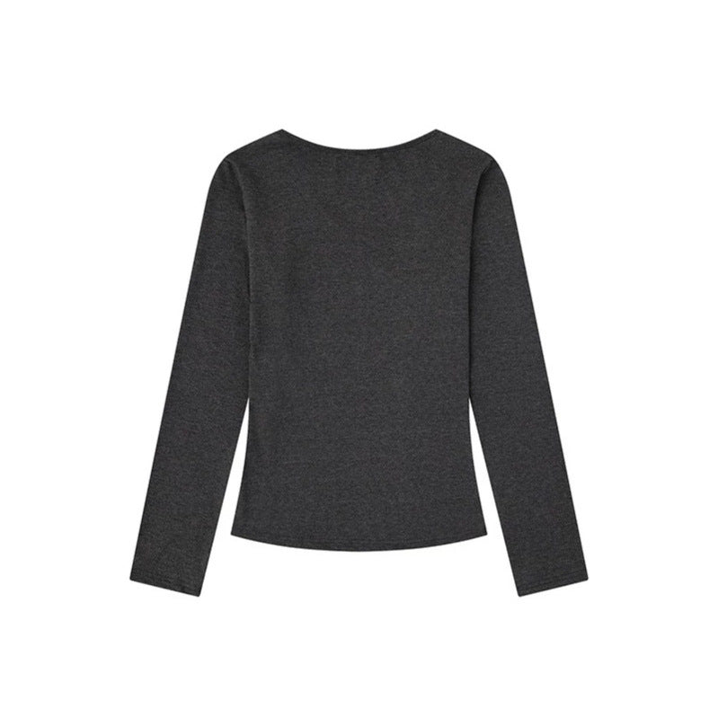 Women's Long Sleeve Shirt with Vintage Photo Print and Round Neckline Chichicherry