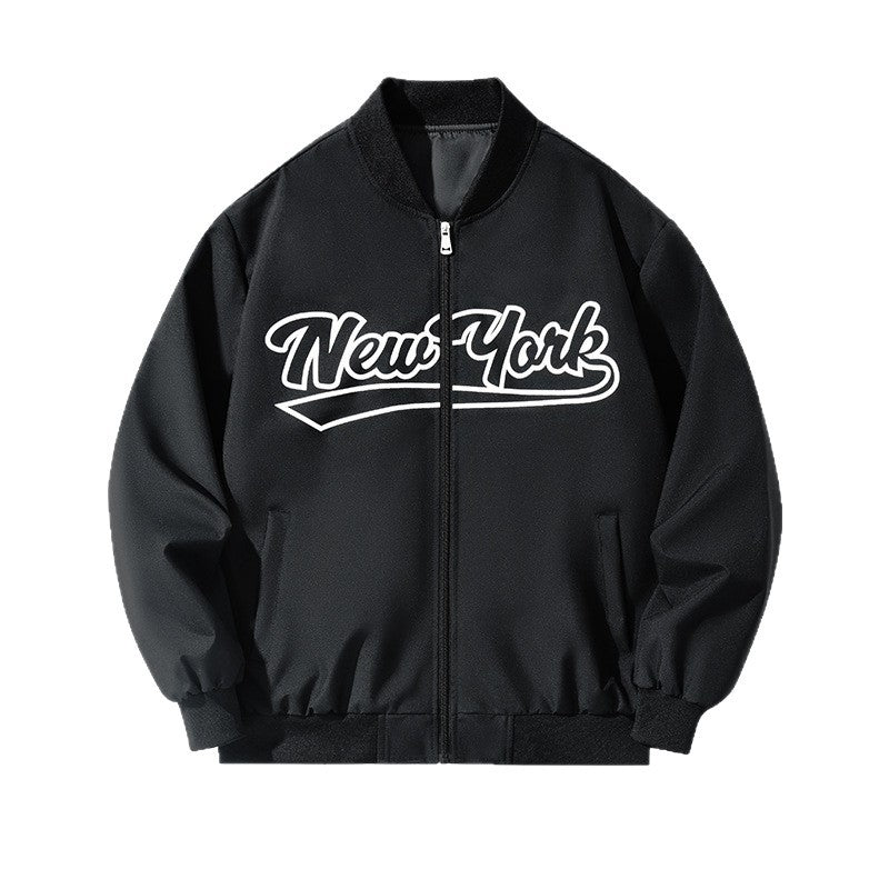 Men's bomber jacket in college style with script front print and ribbed cuffs Chichicherry