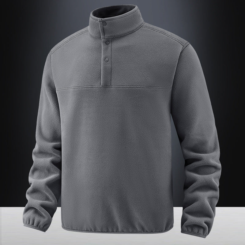 Men's fleece pullover with stand-up collar and button placket for warming mid-layer Chichicherry