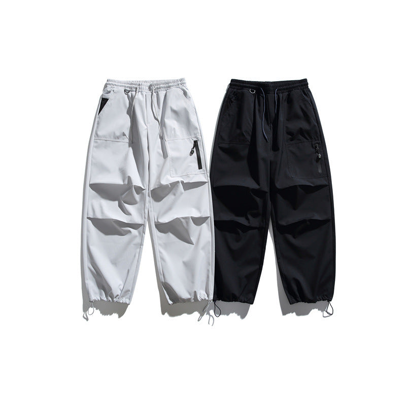 Unisex Technical Cargo Jogger Pants with Elastic Waistband, Zipper Pocket and Drawstring Chichicherry