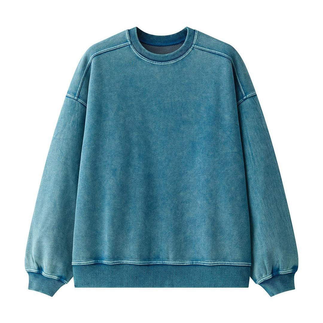 Women's Cotton Blend Relaxed Sweater with Washed Surface and Raglan Sleeves Chichicherry