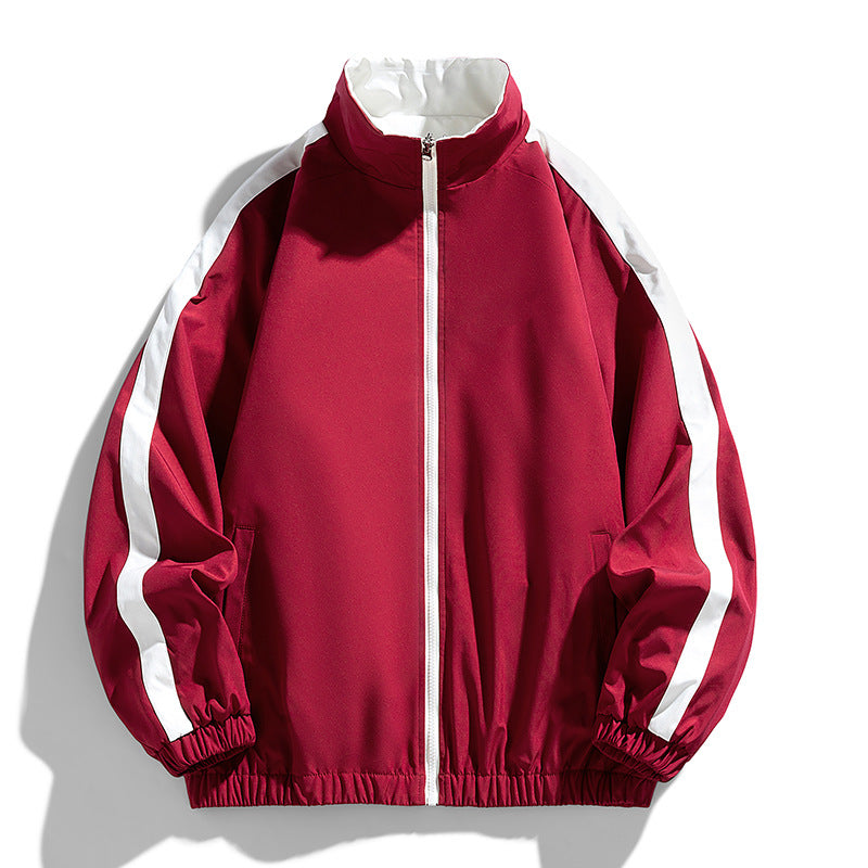 Ladies Lightweight Oversized Training Jacket with Stand-Up Collar, Contrast Stripes and Elastic Hem Chichicherry