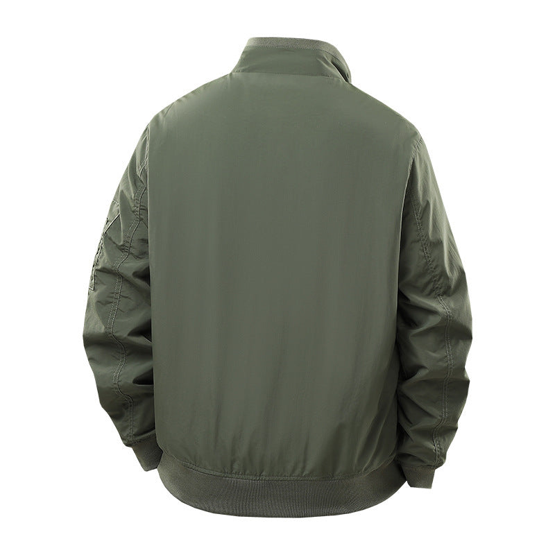 Men's Wind and Water Resistant Urban Bomber Jacket with Stand Collar and Multiple Pockets Chichicherry