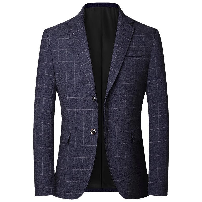 Men's Check Blazer with Tailored Fit, Lapel Collar and Flap Pockets Chichicherry