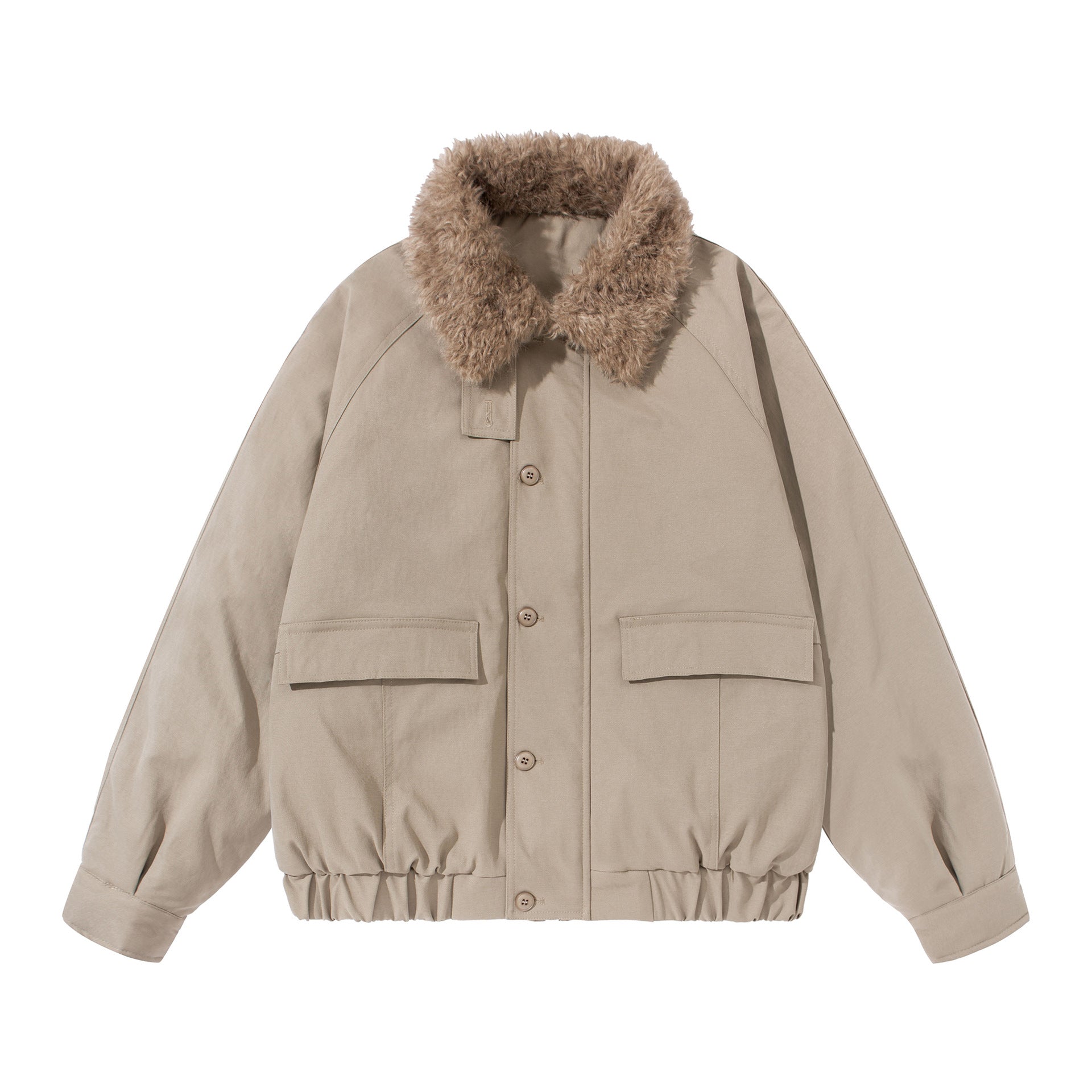 Unisex Boxy Isolation Blouson with removable faux fur shawl collar and cargo pockets Chichicherry