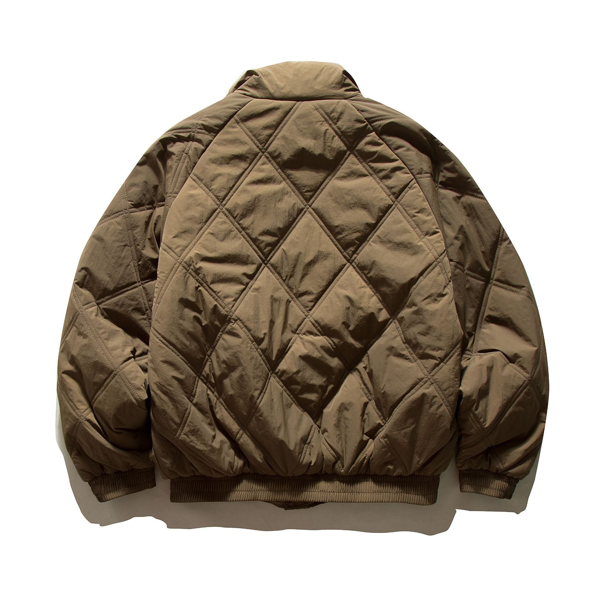 Unisex Boxy Padded Blouson with Diamond Quilting and High Funnel Collar Chichicherry