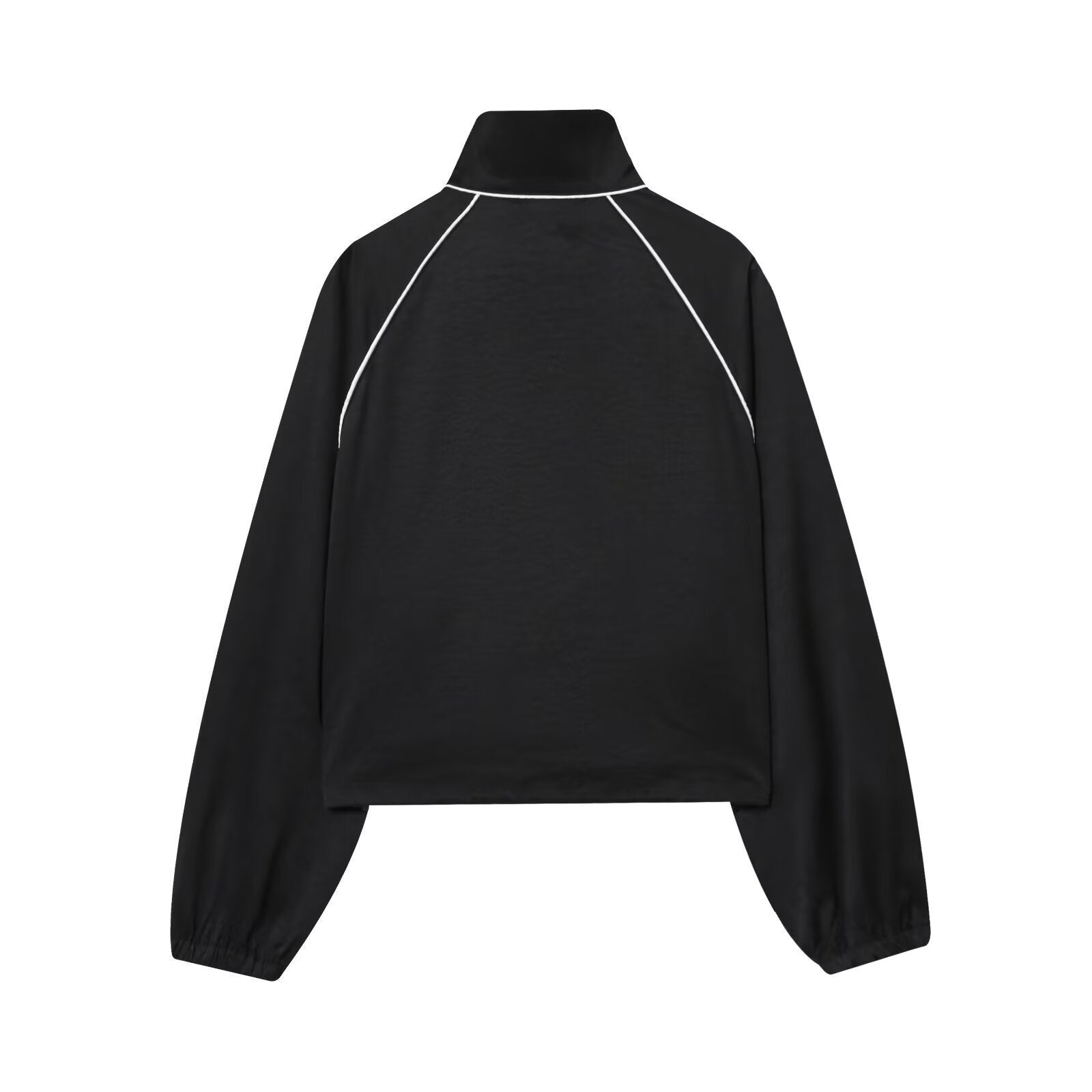 Women's Cropped Sportive Training Jacket with Stand-Up Collar and Contrast Piping Chichicherry