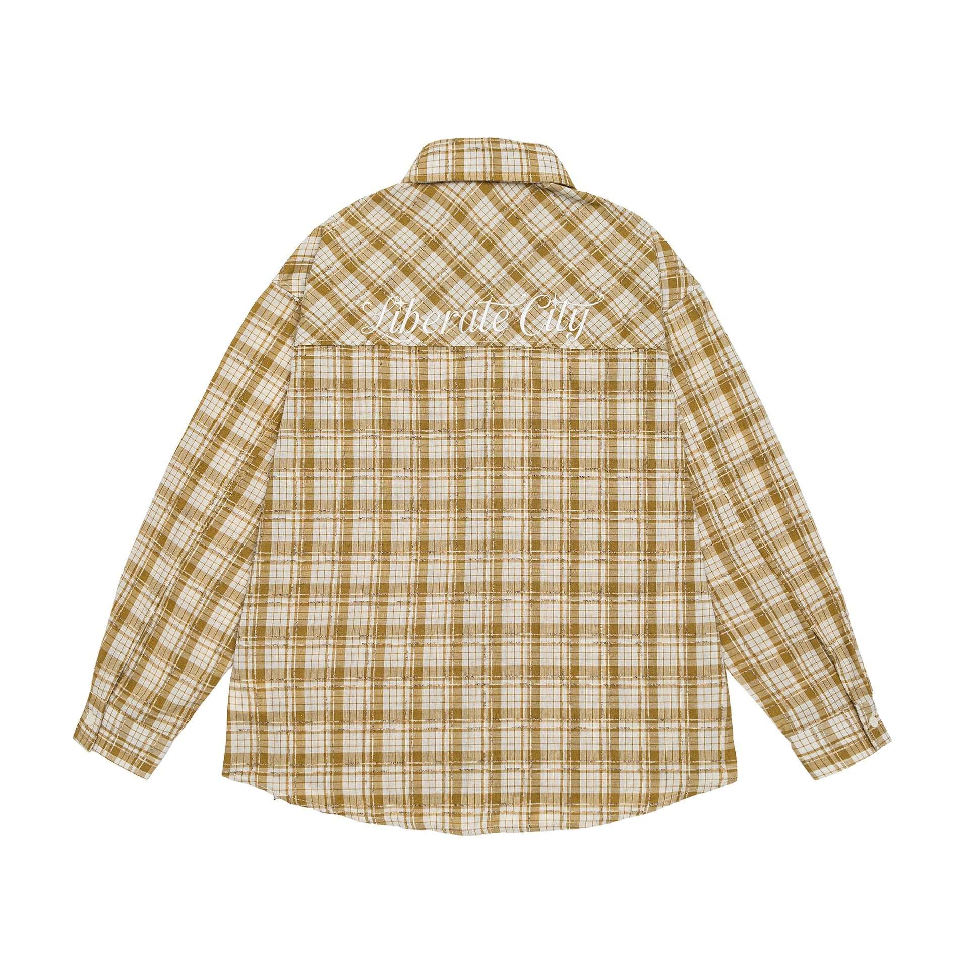 Unisex Oversize Shirt Jacket in checkered cotton look with rounded hem and breast pocket Chichicherry