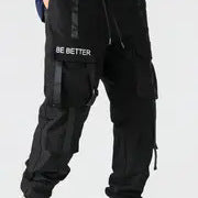 Men's Technical Utility Cargo Pants with Multi-Pockets, Adjustable Waist Straps & Elastic Cuffs Chichicherry
