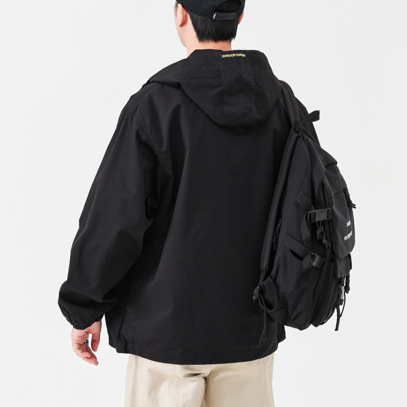 Herren Kapuzen-Anorak Pulloverjacke im Oversize-Utility-Stil Chichicherry