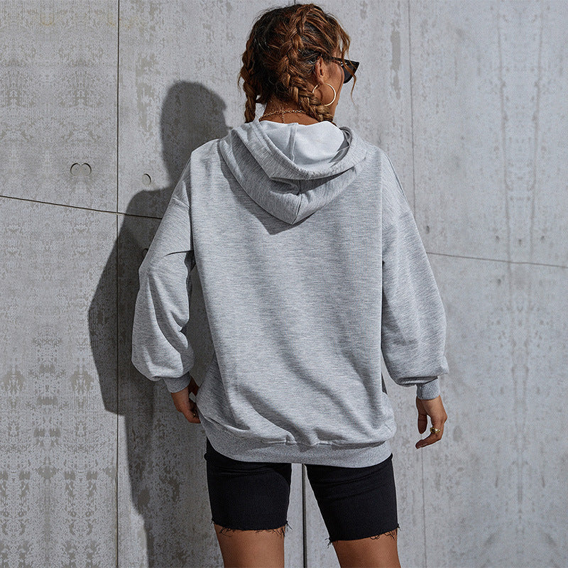Womens Oversized Hoodie with Kangaroo Pocket and Ribbed Cuffs Chichicherry