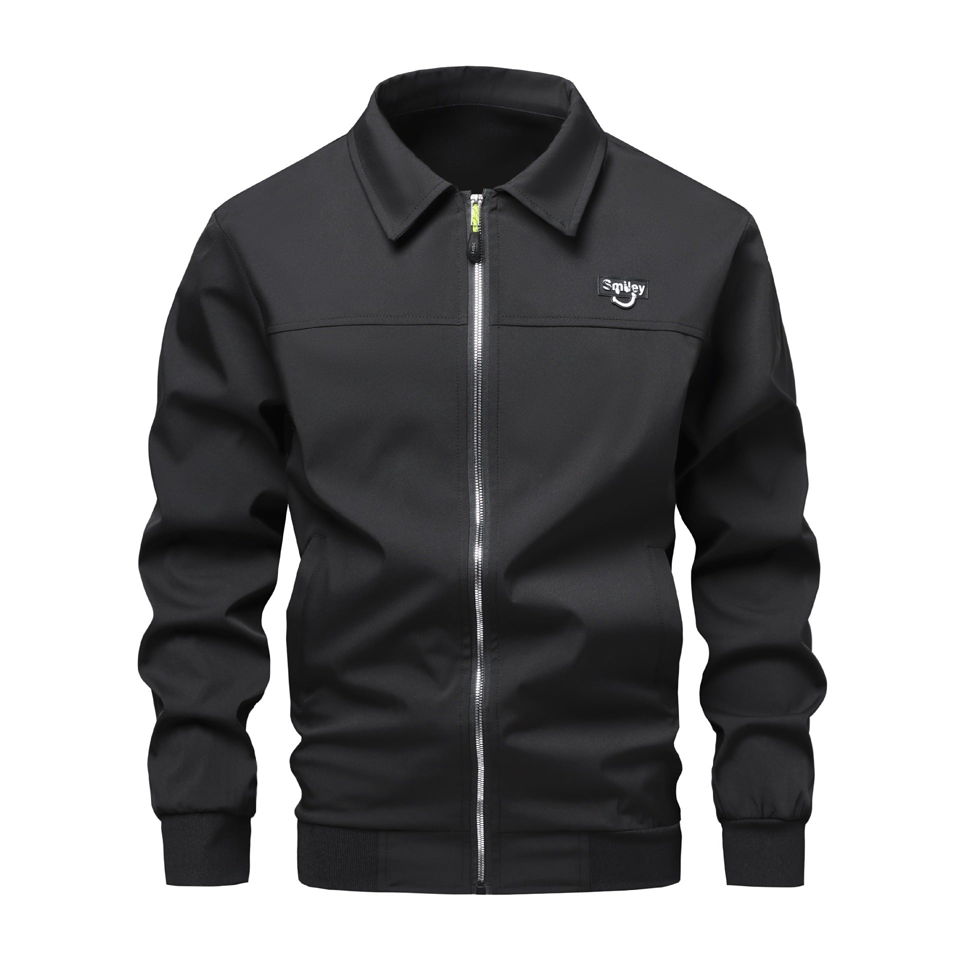 Men's Collar-Zip Blouson made of softshell with ribbed cuffs & Smiley patch Chichicherry