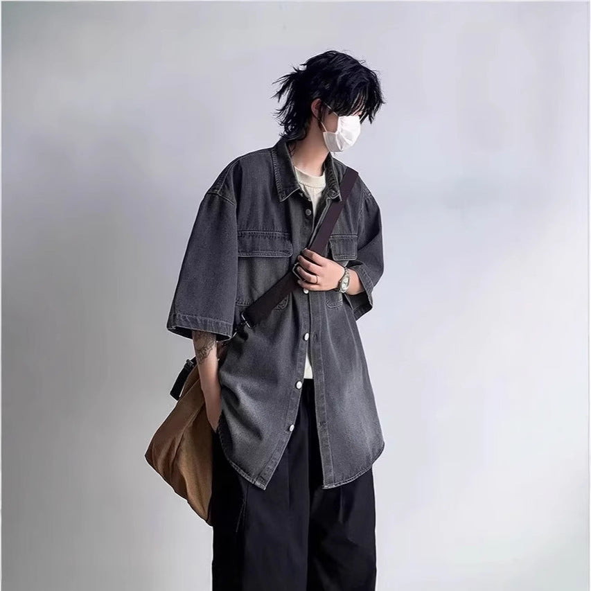 Men's Oversized Vintage Denim Shirt Chichicherry
