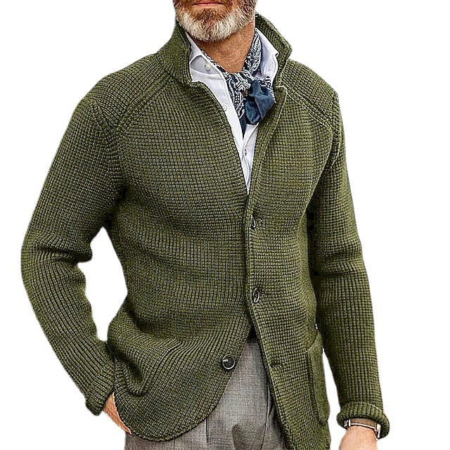 Men's cardigan with stand-up collar and textured knit Chichicherry