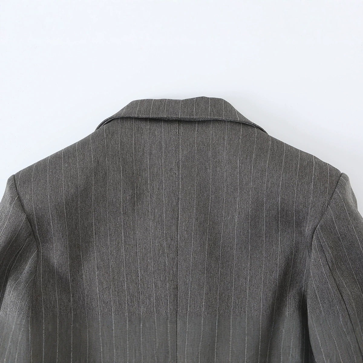 Women's Short Cut Pinstripe Blazer with Side Cut-Outs and Lacing Detail Chichicherry