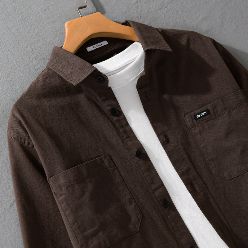 Men's cotton overshirt in shirt jacket style with applied chest pockets and relaxed fit Chichicherry