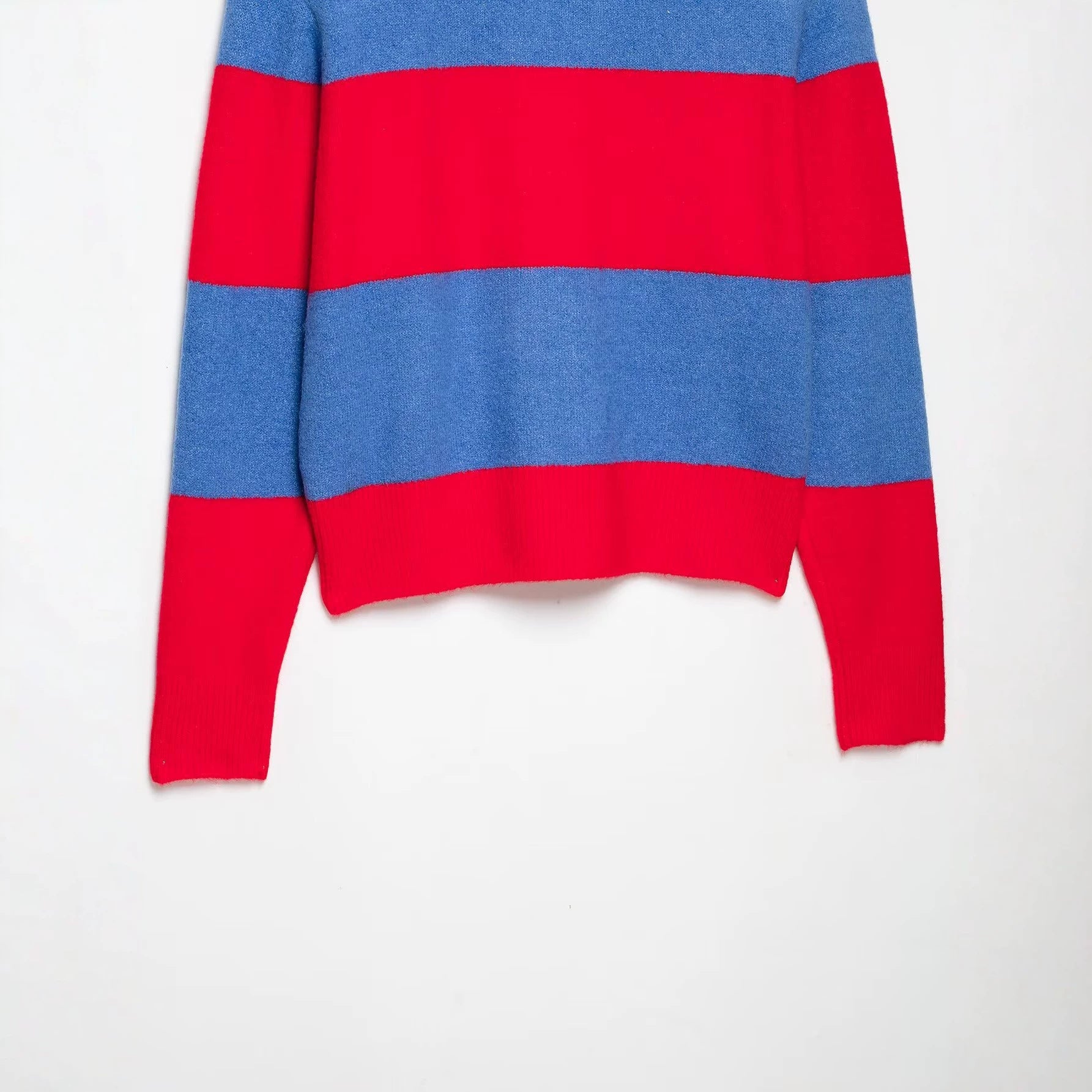 Women's Striped Rugby Sweater with Polo Collar and Short Cut Chichicherry