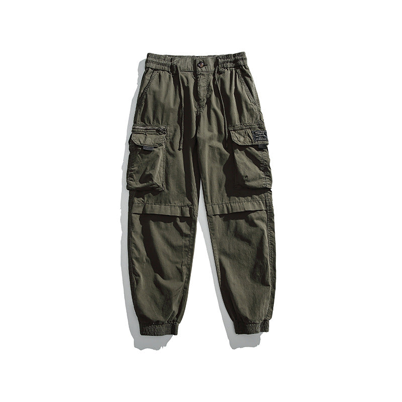 Men's cargo jogger pants with elastic waistband and multifunctional flap pockets Chichicherry