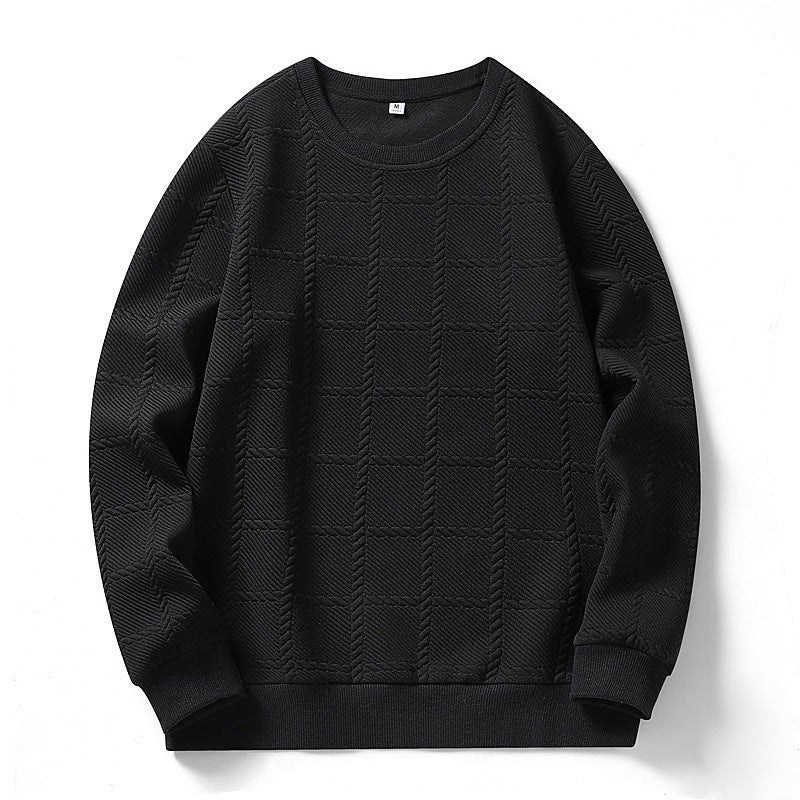 Men's finely structured round neck knitted pullover with check pattern and casual cut Chichicherry