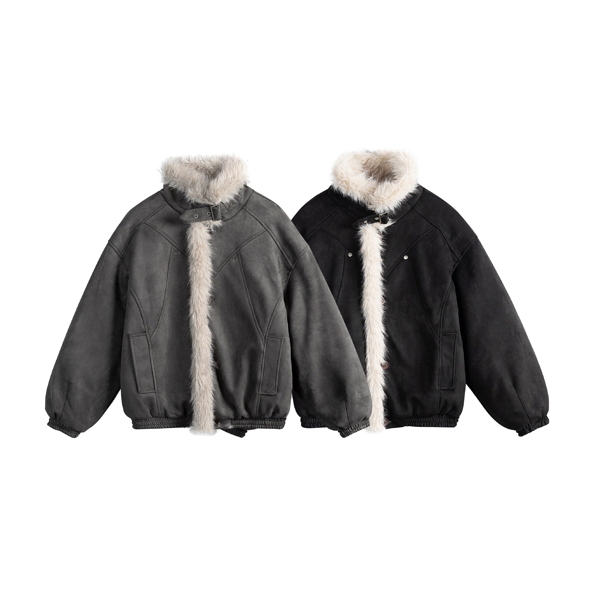 Ladies short cut velour imitation bomber jacket with teddy trim and adjustable neck strap Chichicherry