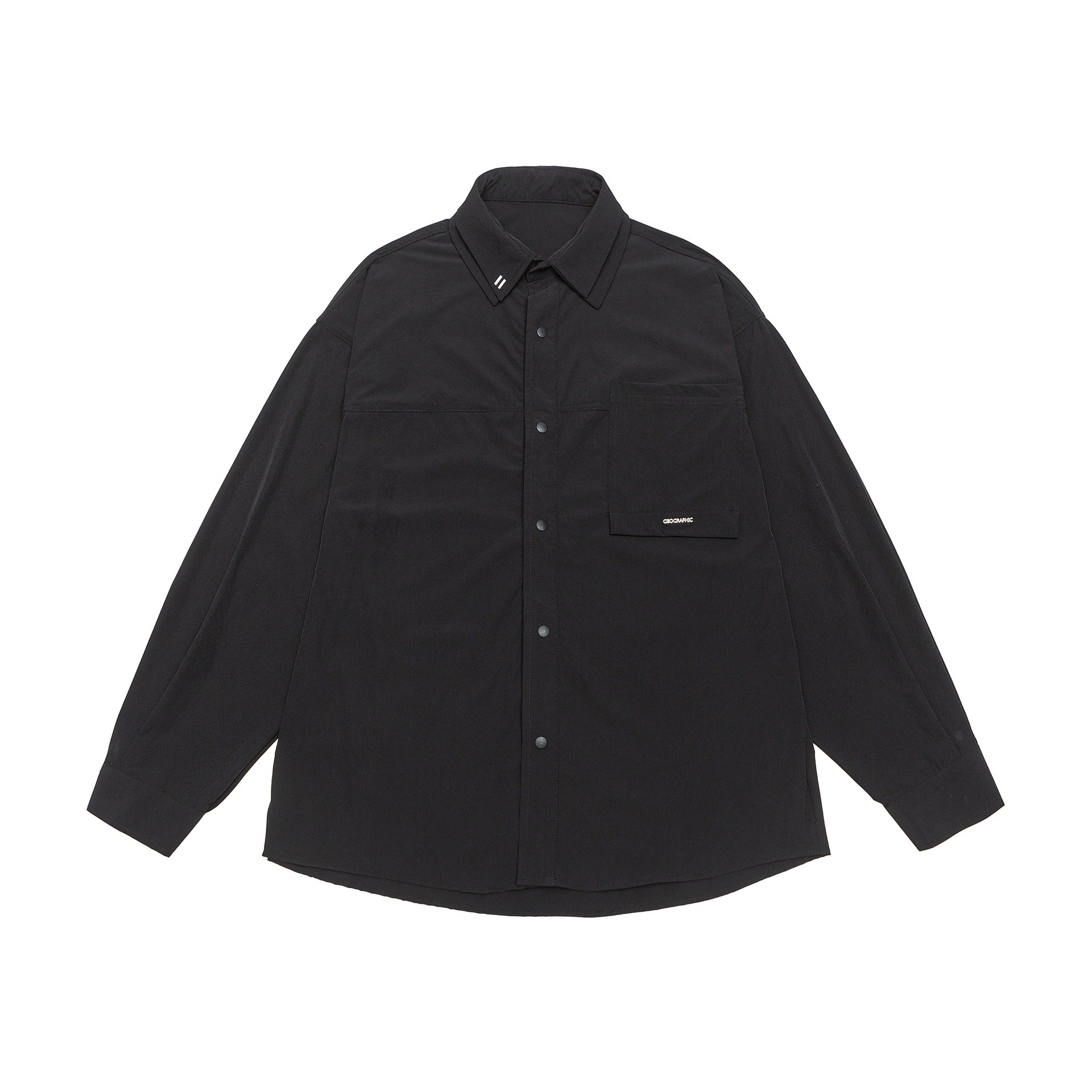 Unisex Oversize Shirt Jacket with Snap Button Front and Patch Chest Pocket Chichicherry