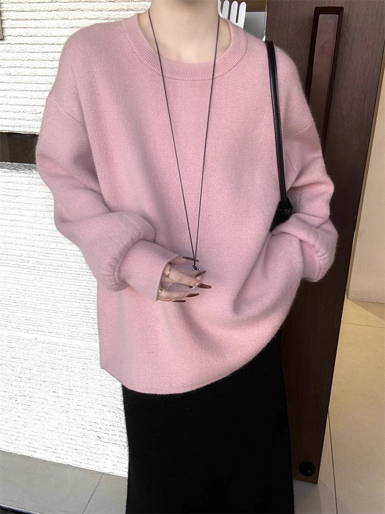 Women's Oversize Fine Knit Sweater with Balloon Sleeves and Button Cuff Chichicherry
