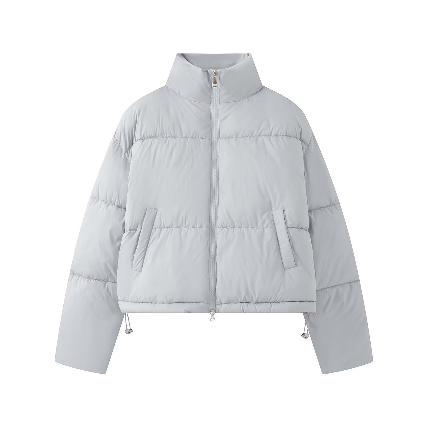 Women’s short jacket in oversized boxy puffer style with high stand-up collar Chichicherry