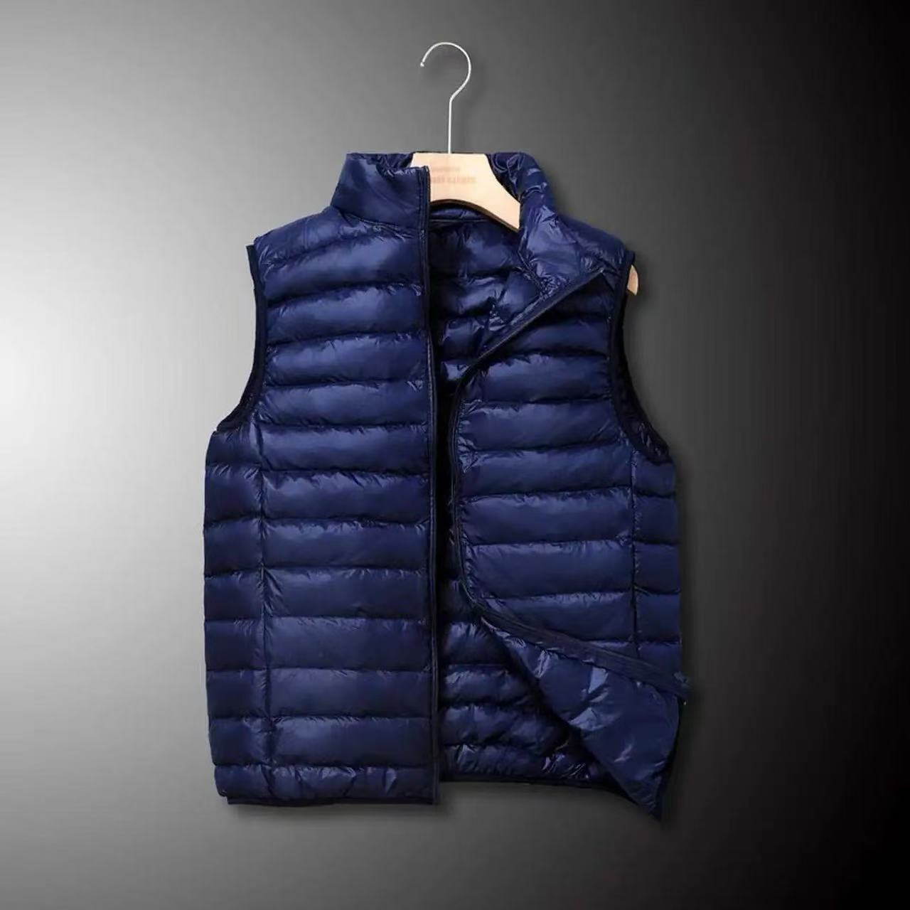 Men's Ultra-light Down-look Padded Vest with Chamber Cut and Stand Collar Chichicherry