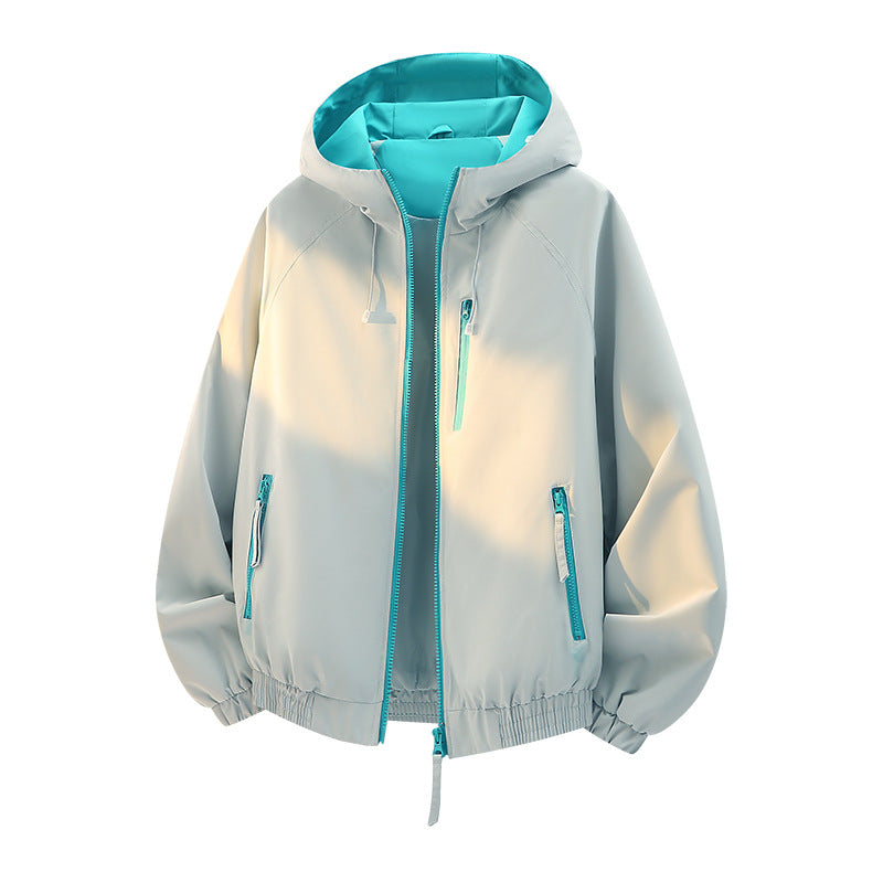 Women's lightweight hooded shell jacket in urban look with contrasting lining, zippered pockets, and elastic hem Chichicherry