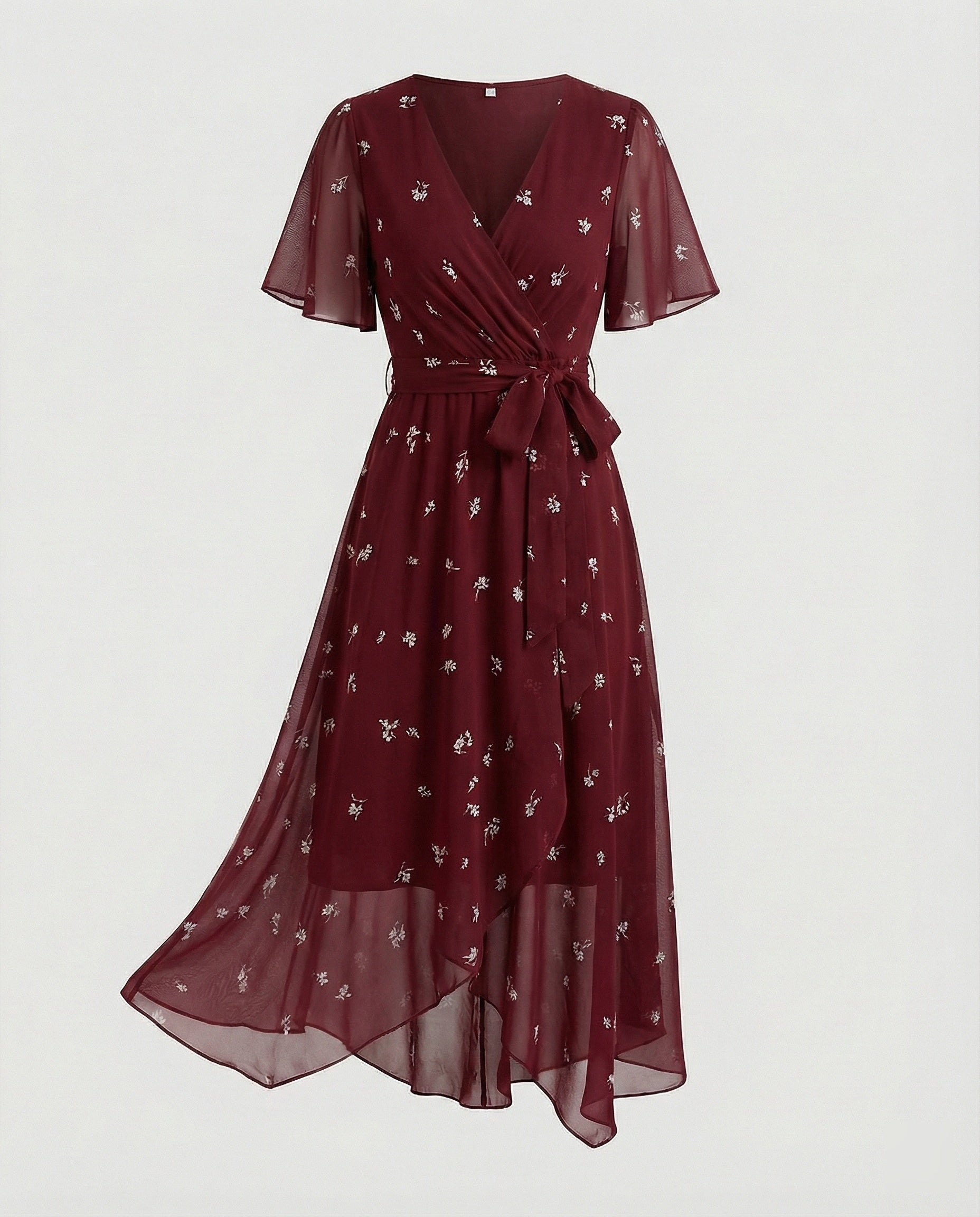 Women Midi Dress Wrap Dress Chiffon