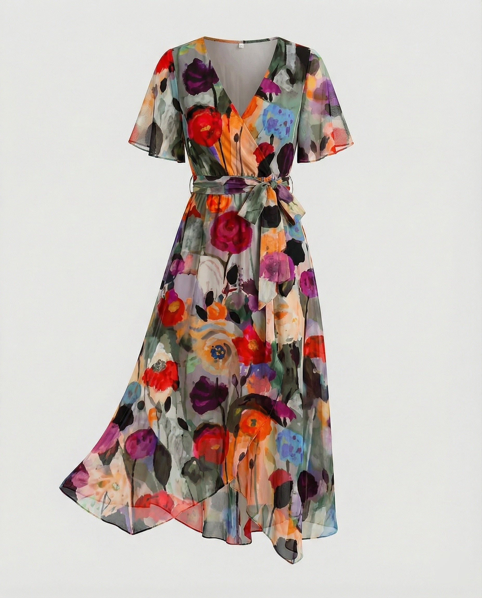 Women Midi Dress Wrap Dress Chiffon