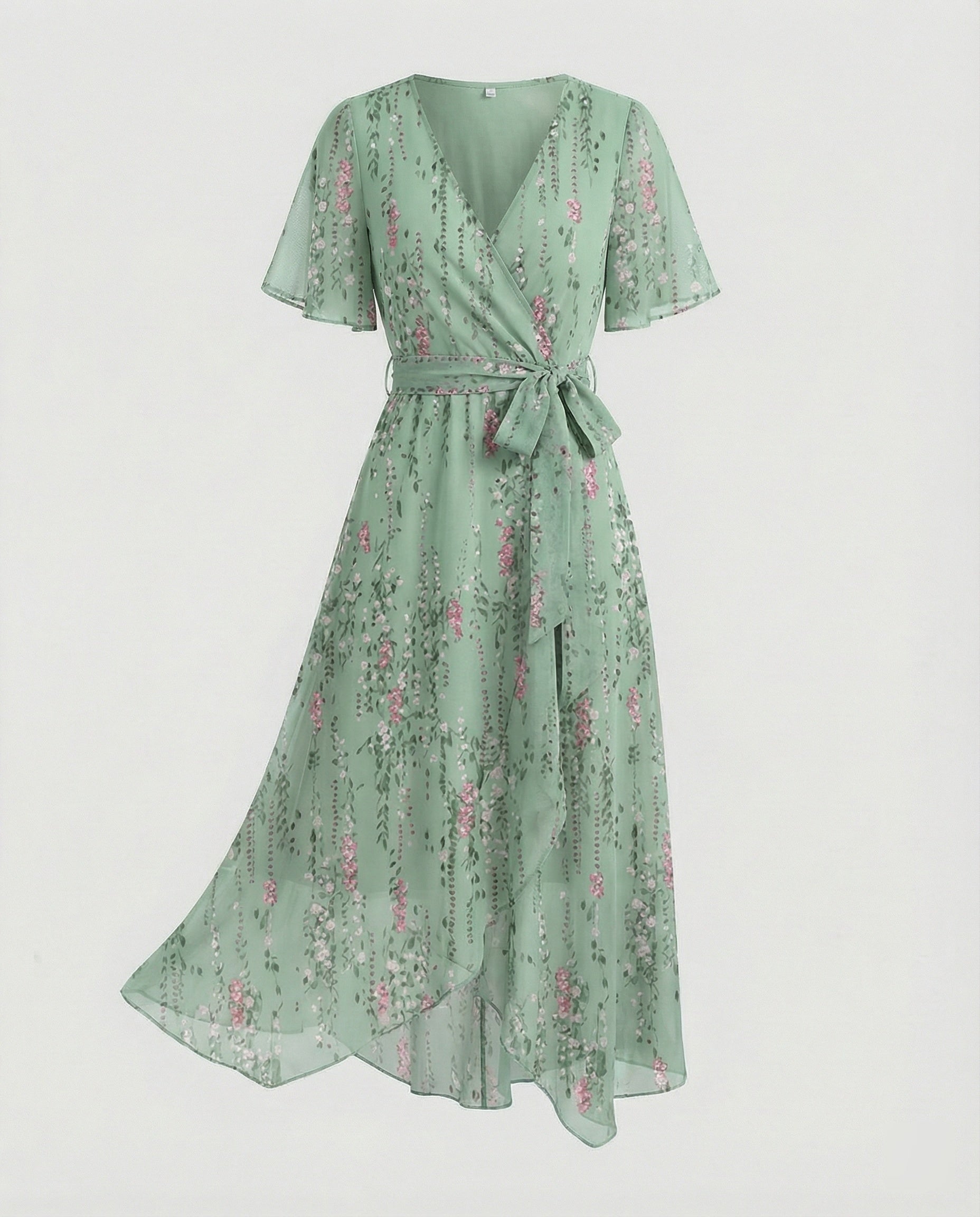 Women Midi Dress Wrap Dress Chiffon