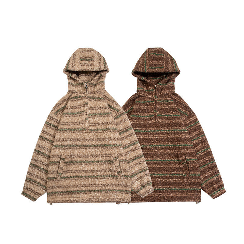Unisex knit hoodie in oversized cut with half zipper Chichicherry