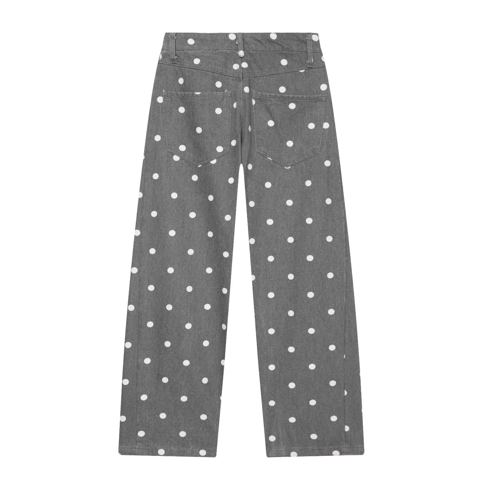 Women's High-Waisted Wide Jeans with Dots and Crease Chichicherry